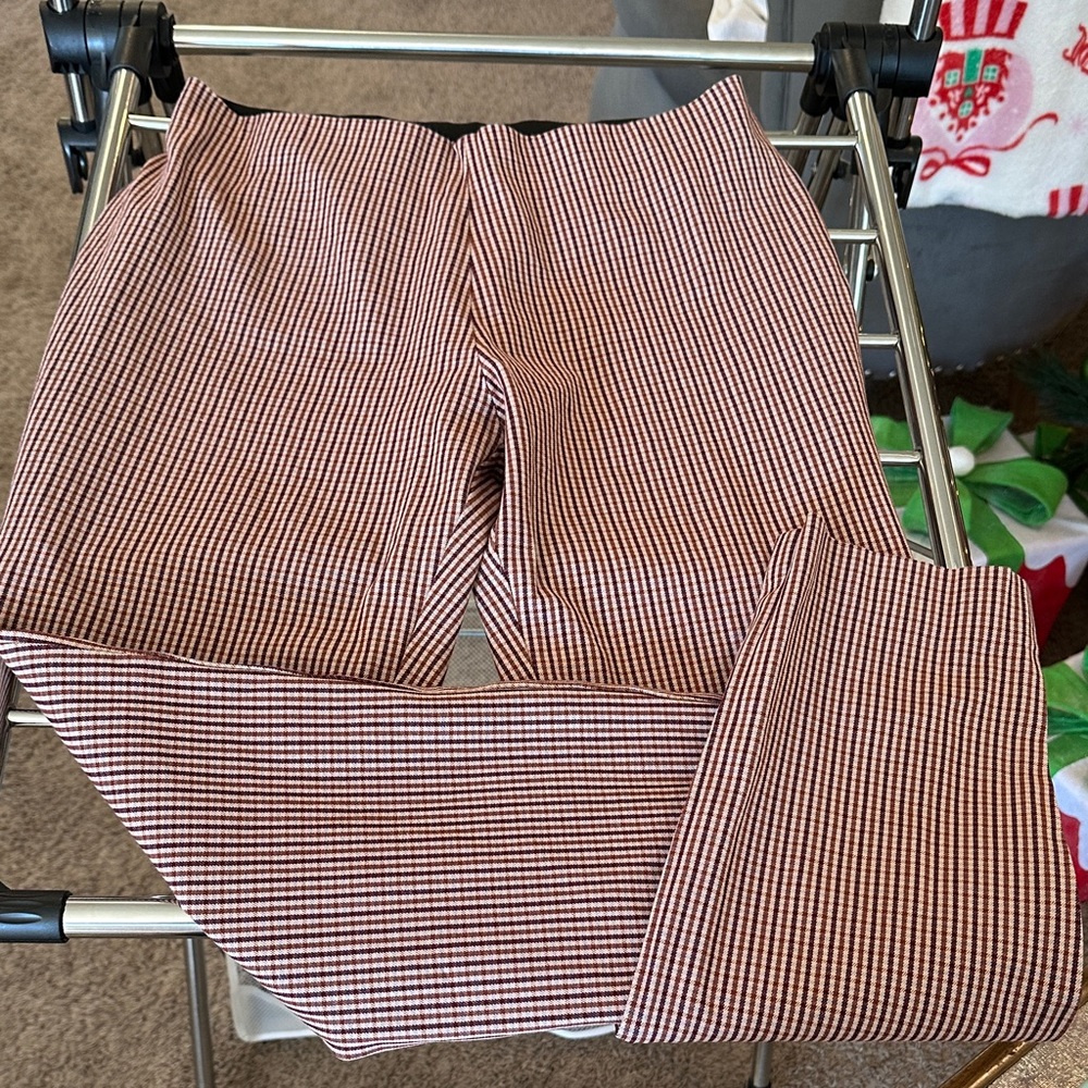 a new day Women’s Brown, Orange, & Maroon Gingham stretchy business casual Pants